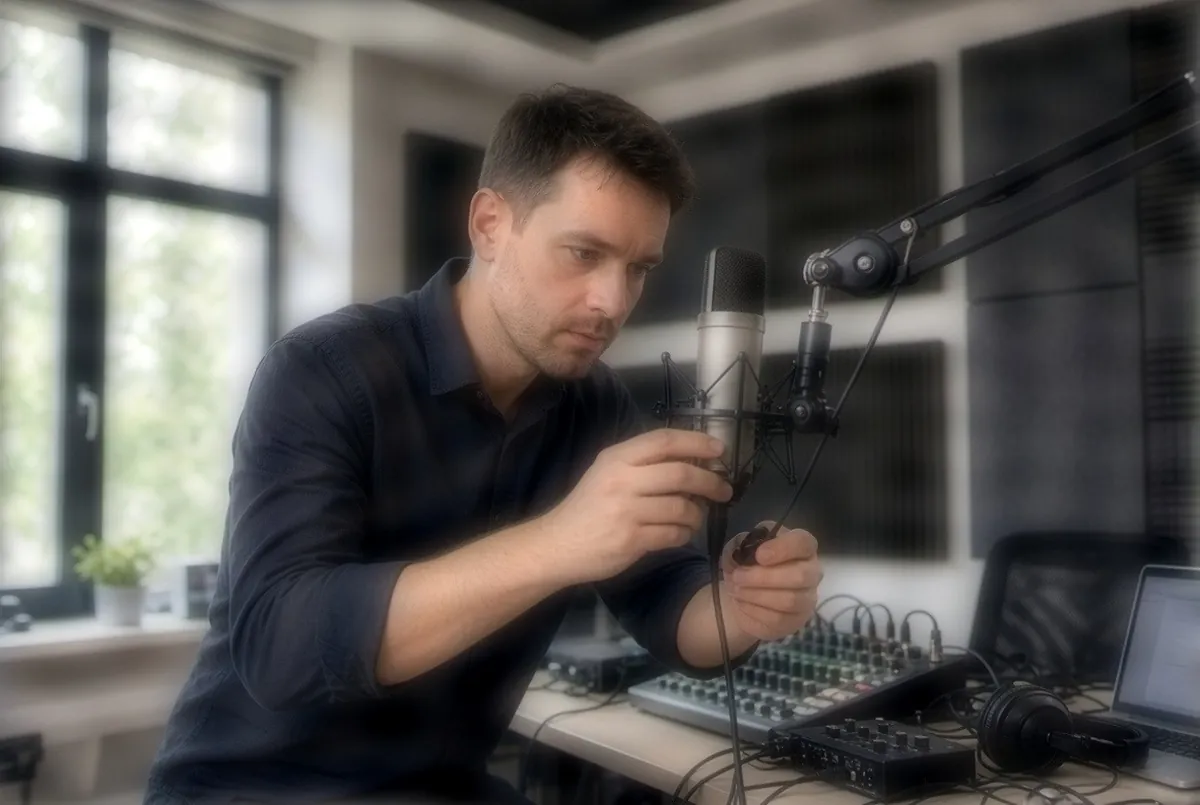 Gregor Novak s prenosno studijsko opremo